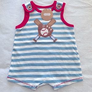 Mud Pie BASEBALL BABY ROMPER 0-3 months